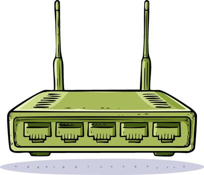 verde hogar red enrutador con antenas ilustración, Internet conexión, tecnología, inalámbrico dispositivo vector