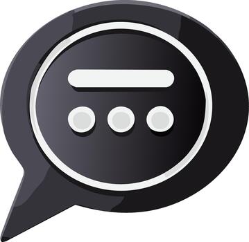 Dark Speech Bubble with Text and Dots for Communication or Messaging vector