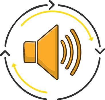 Audio Volume Repeat Loop Illustration, Media Player Loudspeaker Icon with Circular Playback Signal vector