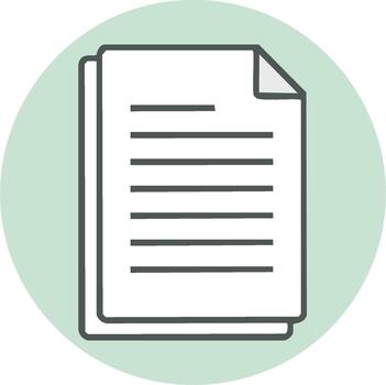 Document Stack with Content Outline Icon in Pale Green Circle - Office Paperwork Symbol vector
