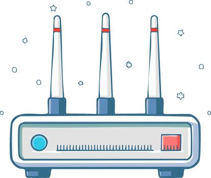 Wifi enrutador con Tres antenas un inalámbrico red comunicación equipo en línea Arte estilo vector