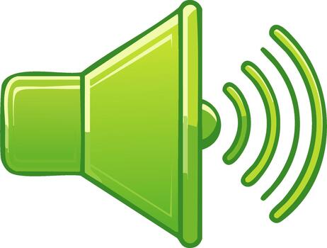 verde altavoz volumen icono ruidoso sonido ondas, transmitir gráfico, lustroso usuario interfaz ilustración vector