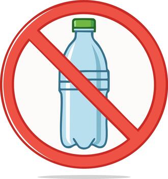No Plastic Bottles Symbol Showing Environmental Concerns over Single Use Plastics and Pollution Prevention Initiative vector