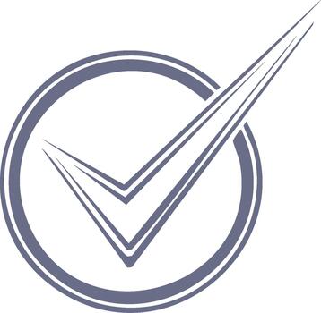 sencillo cheque marca en circulo para aprobación, selección, exactitud, o tarea terminación. gráfico forma y simbólico concepto vector