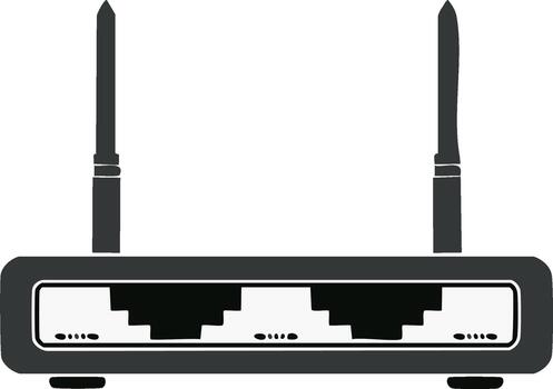 inalámbrico enrutador dispositivo ilustrando conexiones y tecnología señales para Internet y redes acceso a hogar o oficina vector