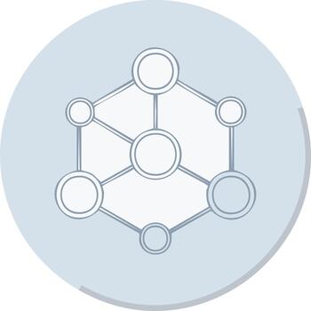 Interconnected Circles Network with Connecting Lines in a Minimalist Design on Pastel Circle Background vector