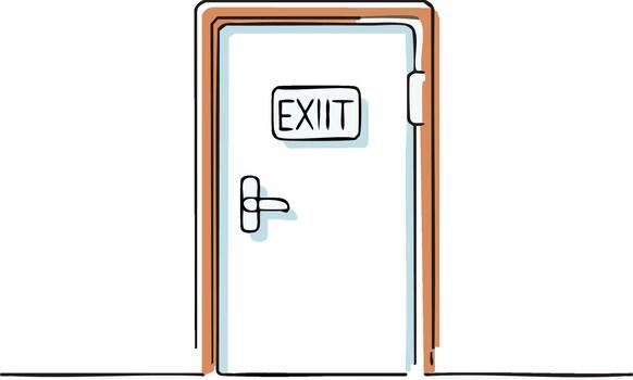 minimalista bosquejo de cerrado salida puerta con firmar y encargarse de vector