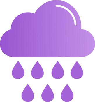 Rain Cloud Icon with Gradient, Symbol for Weather Forecast and Rain Alerts, Rainfall Graphic vector