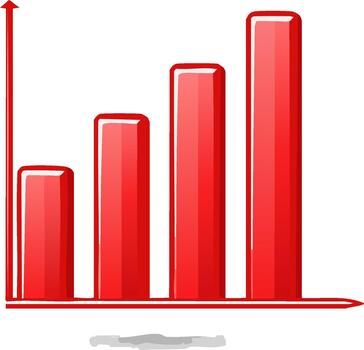 Red Bar Graph Showing Increasing Values Represents Progress Development and Growth Illustration vector