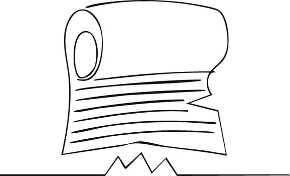 continuo línea dibujo de arrollado papel Desplazarse antiguo documento o antiguo manuscrito vector