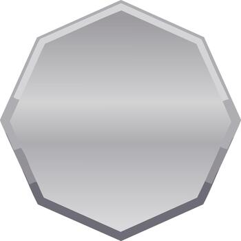 Metallic Silver Decagon Shape Floating in Neutral Space Simple Geometric Design vector