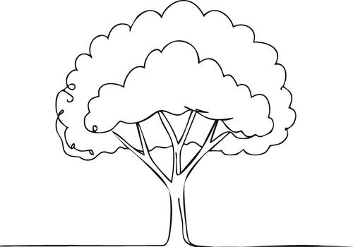 minimalista contorno árbol ilustración soltero continuo línea dibujo de árbol, bosque, naturaleza vector