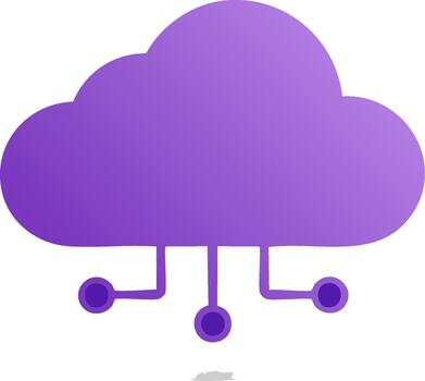 Purple cloud computing network illustration showing data links and connections vector