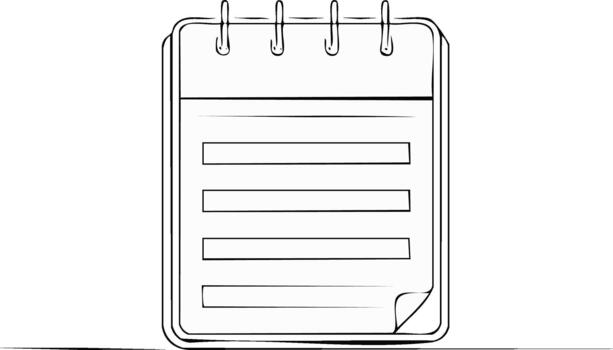 Notepad spiral binder with blank lined pages ready for writing notes or journaling simple design vector