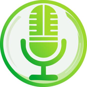 Green Microphone Icon on White Background for Recording Podcast and Audio Content. Symbol design for Voice Apps and Broadcasting vector