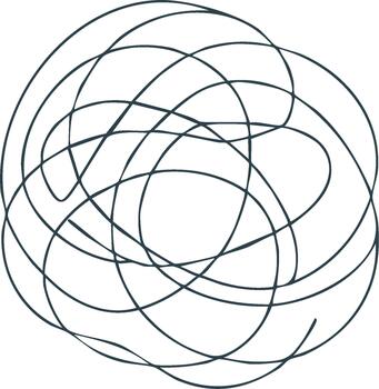 enredado Escribiendo pelota oscuro azul líneas en caótico composición para conceptual utilizar vector