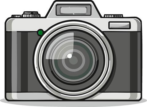 ilustración de un clásico cámara con lente y botones para fotografía entusiastas y visual letras proyectos vector