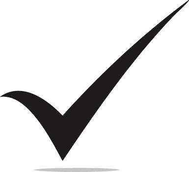 Simple Black Check Mark Symbol Confirm Approval Icon Yes Choice Tick Done Validated vector