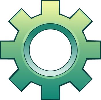 Green Gradient Gear Cogwheel Illustration, Single Machine Part, Engineering Component, Mechanical Object vector