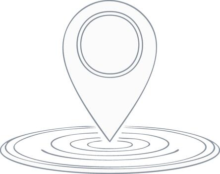 ubicación puntero icono con olas emanando desde el punto, mapa símbolo, minimalista diseño vector