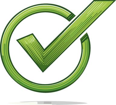 verde cheque marca icono dentro circulo con eclosionado línea textura y sombra vector