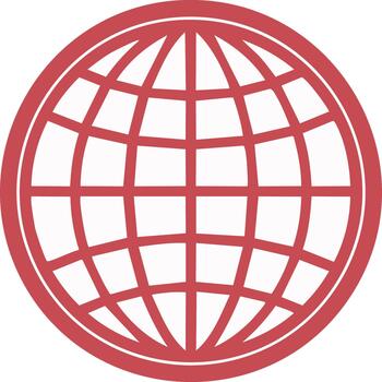 Earth Globe Illustration Simple Maroon Circular Grid Design Symbolizing Geography and Global Networks vector
