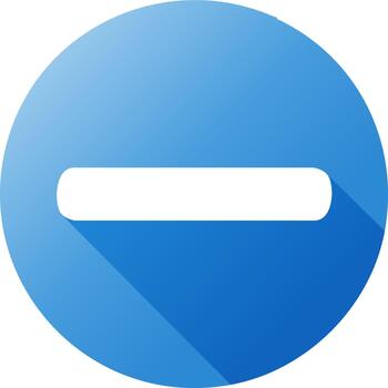 Minus sign within a blue circle button, depicting negative subtraction, a mathematical symbol vector