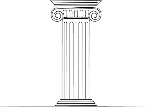 Detailed Line Art Drawing of Classical Order Column Isolated on White Background. Perfect for architectural reference, design elements, or educational resources vector