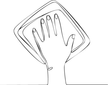 Hand Wiping Surface with Cloth Continuous Line Art Cleanliness Minimal Design vector