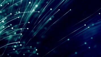 Abstract Blue Light Streaks and Particles Flowing on Dark Background Dynamic Digital Data Stream. video