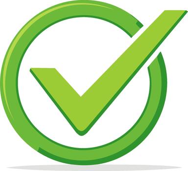 Green check mark icon within a circle. Symbolizing approval, agreement, success or completion in various contexts vector
