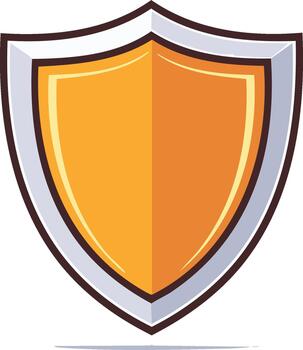 Protective Golden Shield Emblem Displaying Security, Defense, and Safety in a Sleek Design vector