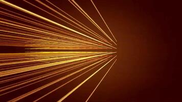 abstrakt gyllene ljus ränder rör på sig snabbt genom en mörk tunnel skapande en dynamisk och trogen visuell effekt. video