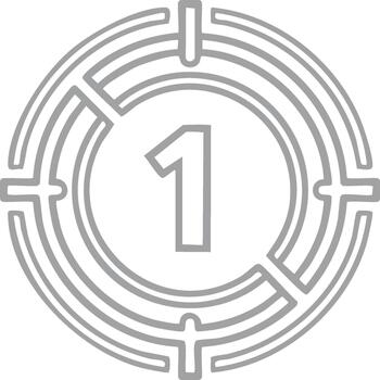 Isolated circle target with the number one inside, depicting precision, accuracy, focus, achievement, and ranking in a minimal icon style vector