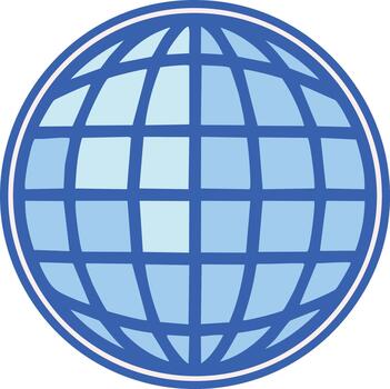 Blue Globe Grid Design Circular World Illustration with Lines and Spherical Shape, Global Network concept graphic vector