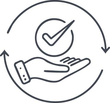 Hand Offering Accepted Approval with Check Mark Rotating Around for Business Solution Symbolism vector