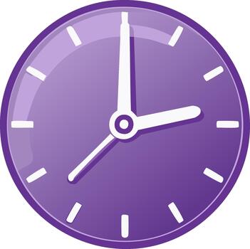 Purple Clock Icon Showing Time Passing as Timepiece on Wall Symbolizing Deadlines and Time Management vector