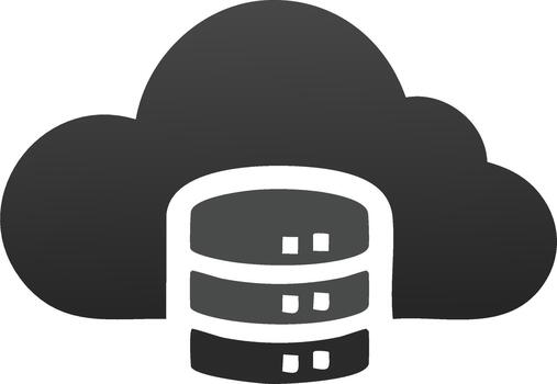nube base de datos hospedaje icono datos almacenamiento y administración sistema vía Internet tecnología vector