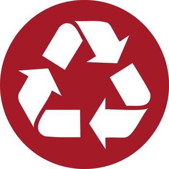 White Triangular Recycle Arrows on a Red Circular Background Symbolizing Environmental Sustainability vector