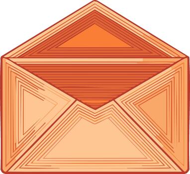 Open Orange Envelope Invitation with Geometric Line Art Pattern for Communication and Correspondence Purposes vector