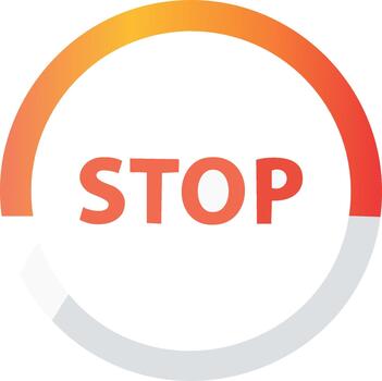 Circular Stop Sign with Loading Progress Indicator Gradient Orange and Red Symbol vector
