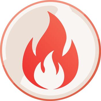 A vivid flame icon within a circular boundary conveying warmth and energy in a simple and clean design vector
