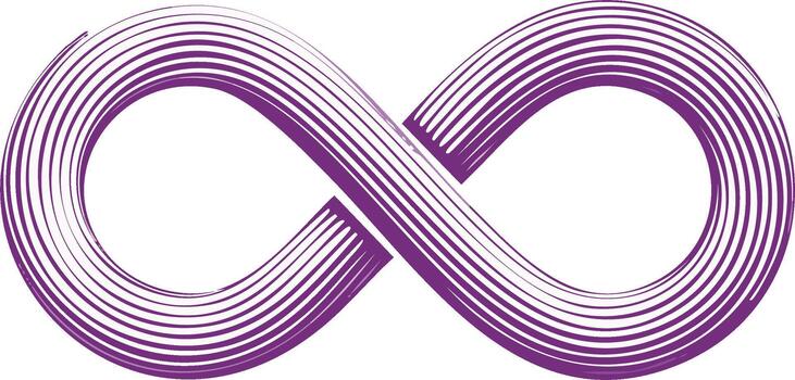 púrpura infinito símbolo con texturizado líneas para conceptos de interminable posibilidad vector