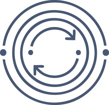 circular flechas ilustrando un cíclico proceso dentro concéntrico anillos, simbolizando repetición, rotación, y continuo movimiento vector