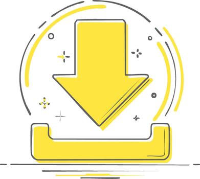 Yellow Download Icon with Arrow Symbol Design for Website and Application vector