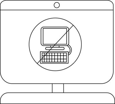 Minimalist Icon of Desktop Computer with Prohibition Symbol vector
