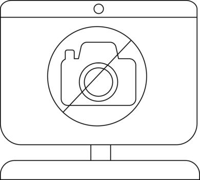 Outline of a Computer Monitor with No Photography Symbol vector