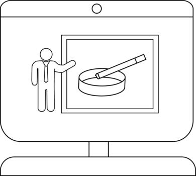 contorno de persona presentación en pantalla con tarta gráfico ilustración vector