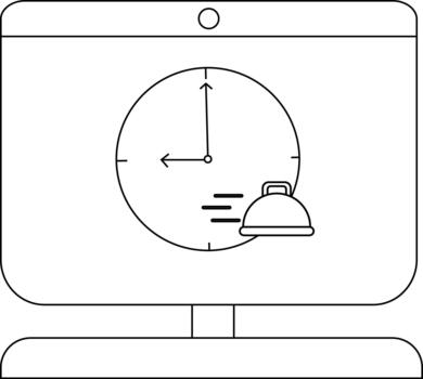 Minimalist computer screen with clock and bell icon illustration vector
