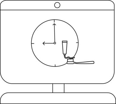 minimalista reloj ilustración con cerveza grifo en computadora pantalla vector